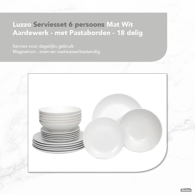 Luzzo ® serviesset aland 6 persoons aardewerk 18-delig met pastaborden mat 3047597 large
