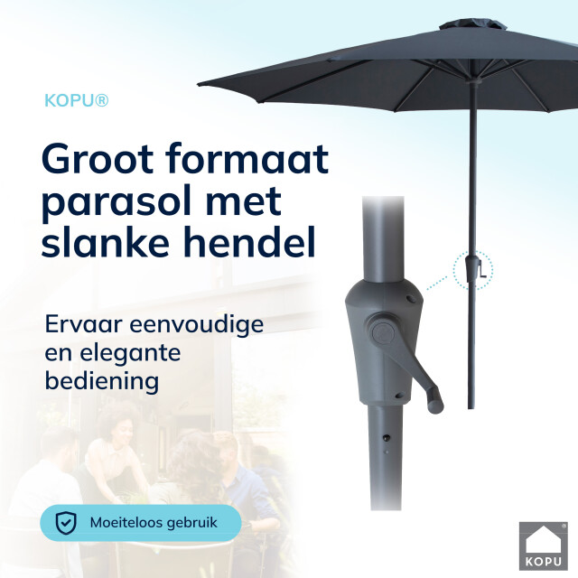Kopu ® set madrid 350 cm grote parasol rond met beschermhoes en parasolvoet - 2939167 large