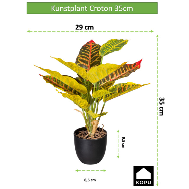 Kopu ® 2 stuks kunstplant croton 35 cm 14 bladeren in zwarte pot 2612755 large