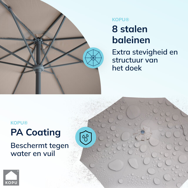 Kopu ® set madrid 350 cm grote parasol rond met beschermhoes en parasolvoet - 2939168 large