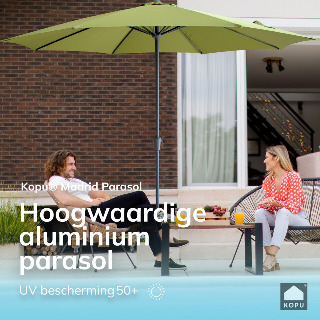 Kopu ® madrid 350 cm grote parasol rond met beschermhoes olijfgroen 2938057 large