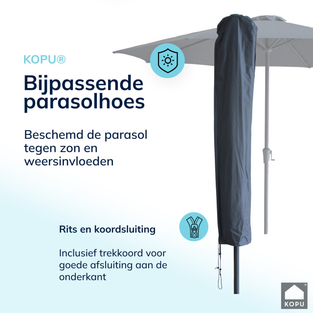 Kopu ® set madrid 350 cm grote parasol rond met beschermhoes en parasolvoet - 2939167 large