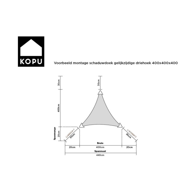 Kopu ® schaduwdoek driehoek 4x4x4 mtr waterdicht 230 grams - 2612859 large