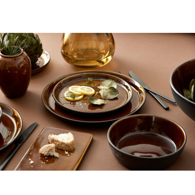 Bitz ® gastro 6 stuks aardewerk dinerborden 27x2,5 cm bordenset amber/ 3047821 large