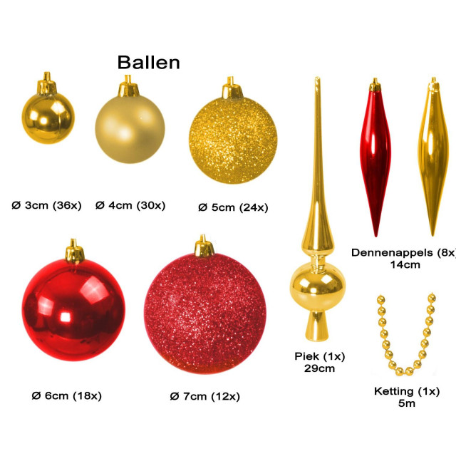 4seasonz Kerstballen set 130 ballen met piek & slinger -bordeaux 3031482 large