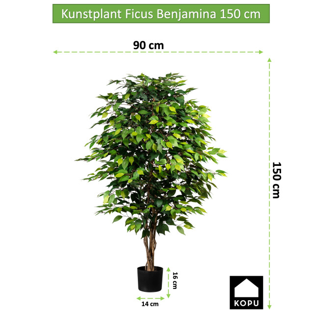 Kopu ® kunstplant ficus benjamina 150 cm in zwarte pot 1764 bladeren 2612762 large