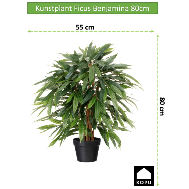 Kopu ® kunstplant ficus benjamina 80 cm in zwarte pot nepplant 2842826 large