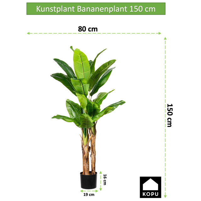 Kopu ® kunstplant bananenplant 150 cm met 21 bladeren nepplant 2612765 large