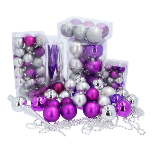 4seasonz Kerstballen set 130 ballen piek en slinger /zilver 3047657 large