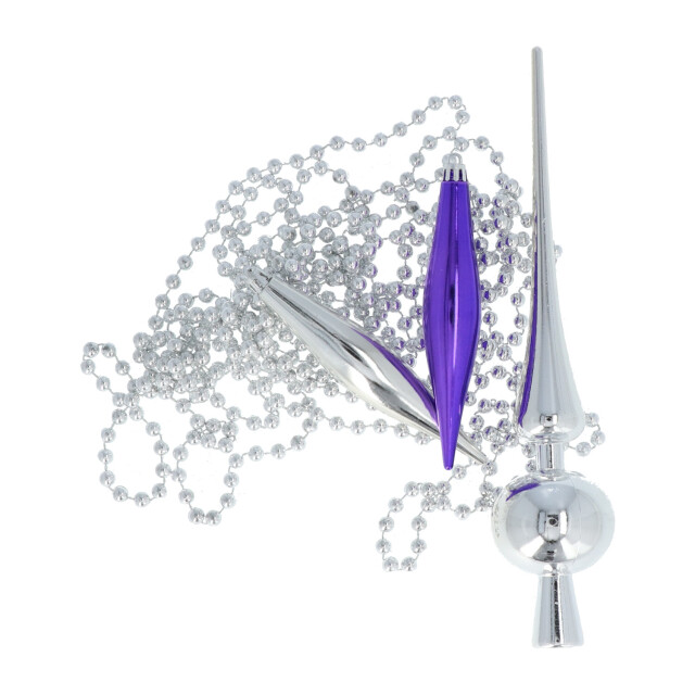4seasonz Kerstballen set 130 ballen piek en slinger /zilver 3047657 large