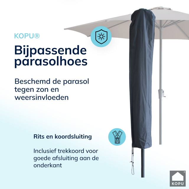 Kopu ® set madrid 350 cm grote parasol rond met beschermhoes en parasolvoet - 2939168 large