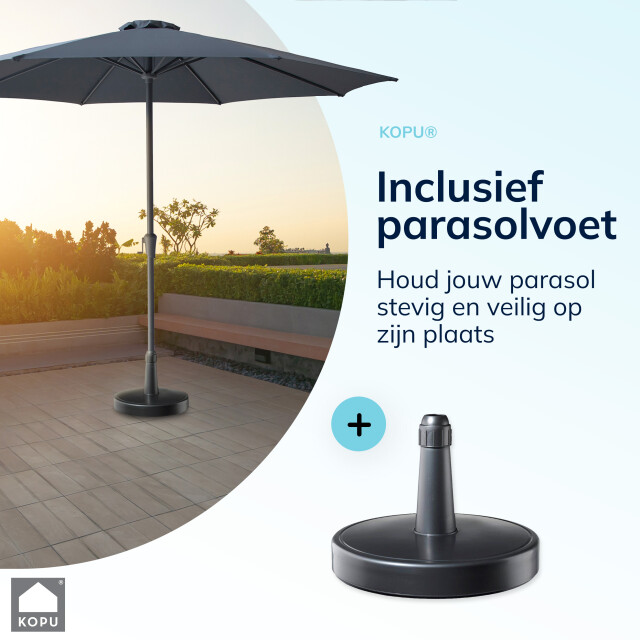 Kopu ® set madrid 350 cm grote parasol rond met beschermhoes en parasolvoet - 2939167 large