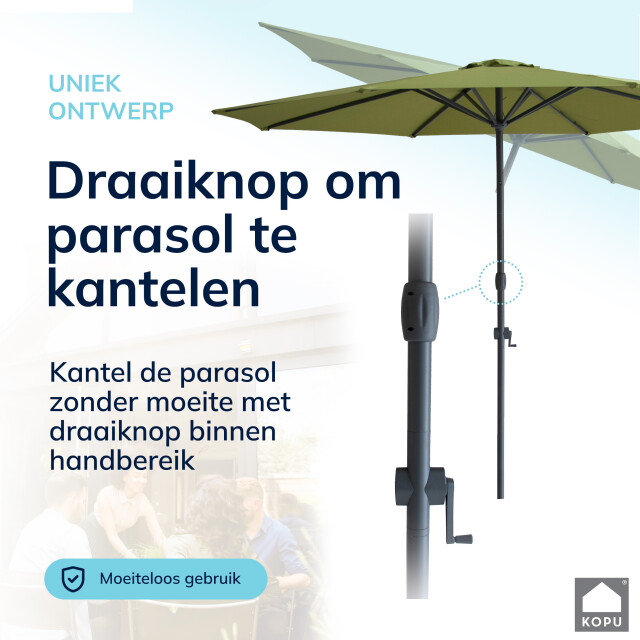 Kopu ® valencia parasol rond 300 cm met beschermhoes olijfgroen 2934699 large