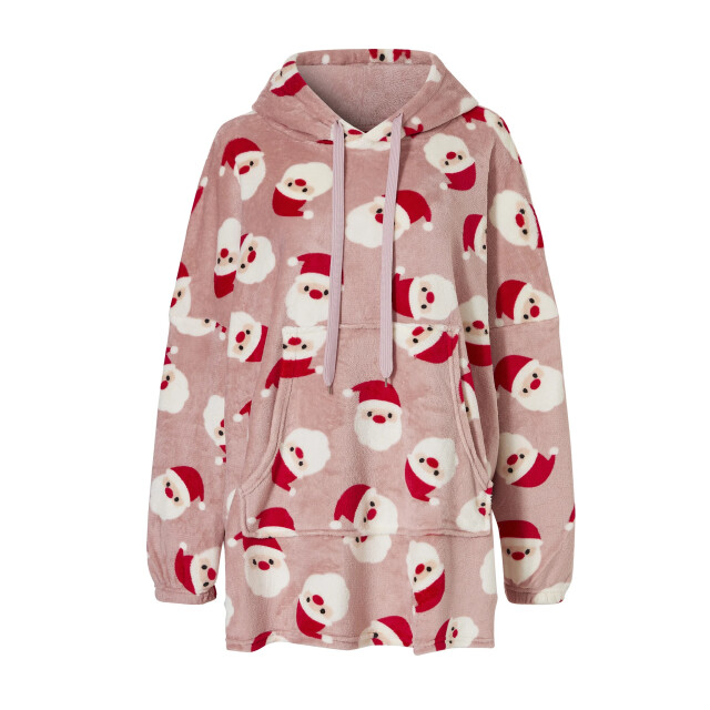 Apollo Dames huggle fleece hoodie loungewear incl capuchon kerstman 000164999202-PINK large