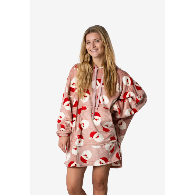 Apollo Dames huggle fleece hoodie loungewear incl capuchon kerstman 000164999202-PINK large
