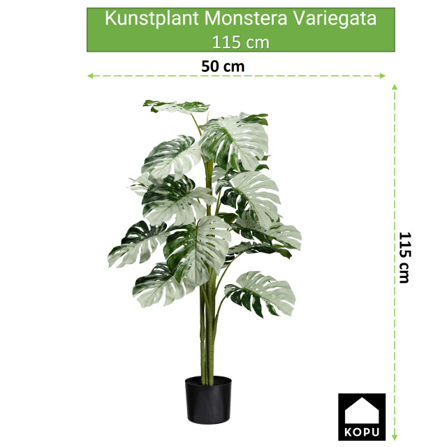 Kopu ® kunstplant monstera variegata half moon 115 cm 16 bladeren 2758706 large