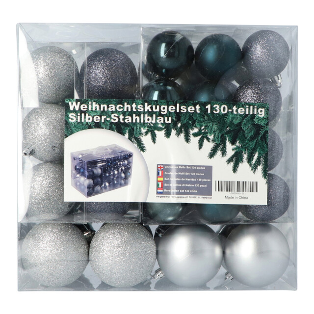 4seasonz ® kunststof kerstballen set 120 ballen plastic /donkerblauw 3047658 large