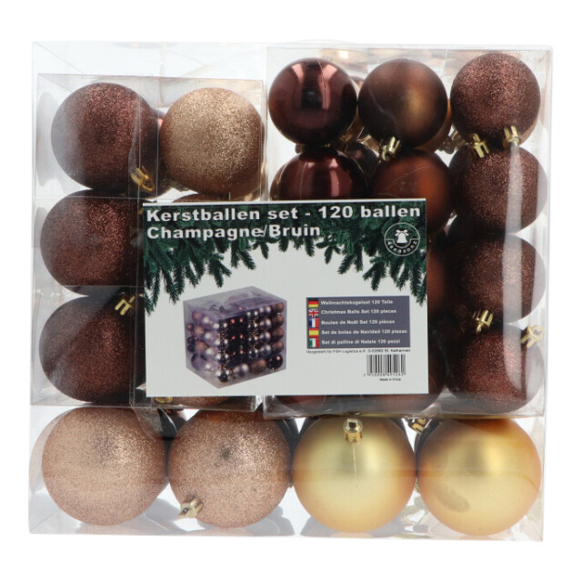 4seasonz ® kunststof kerstballen set 120 ballen plastic /bruin 3047660 large