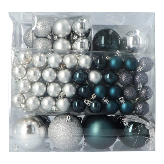 4seasonz ® kunststof kerstballen set 120 ballen plastic /donkerblauw 3047658 large