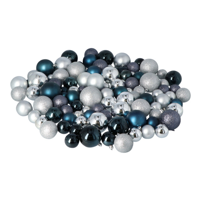 4seasonz ® kunststof kerstballen set 120 ballen plastic /donkerblauw 3047658 large
