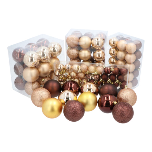 4seasonz ® kunststof kerstballen set 120 ballen plastic /bruin 3047660 large