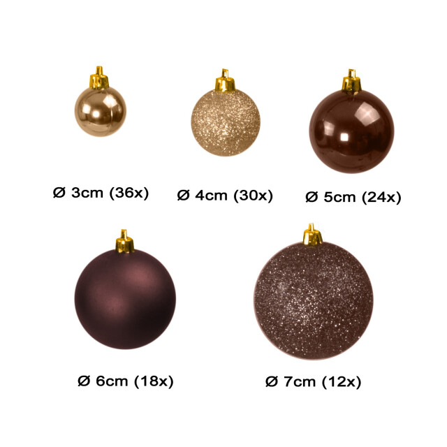 4seasonz ® kunststof kerstballen set 120 ballen plastic /bruin 3047660 large