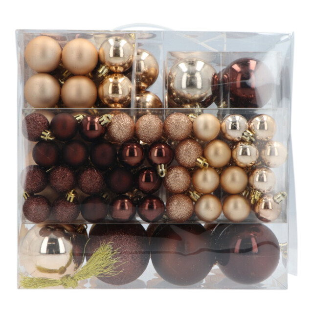 4seasonz ® kunststof kerstballen set 120 ballen plastic /bruin 3047660 large