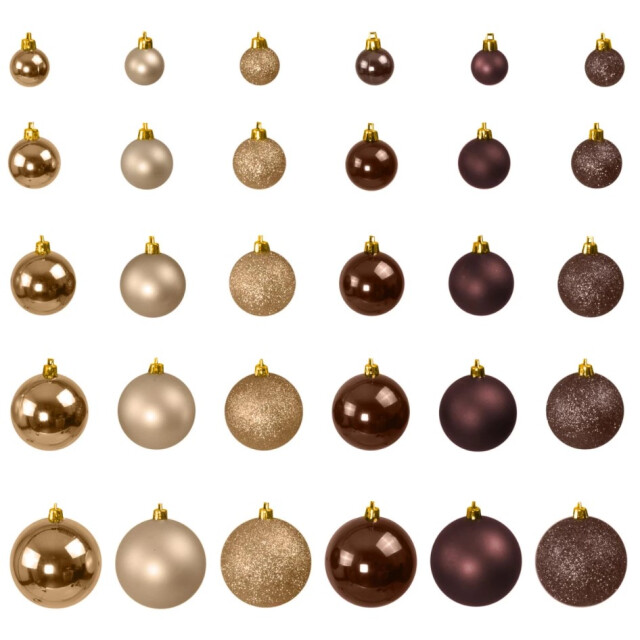 4seasonz ® kunststof kerstballen set 120 ballen plastic /bruin 3047660 large
