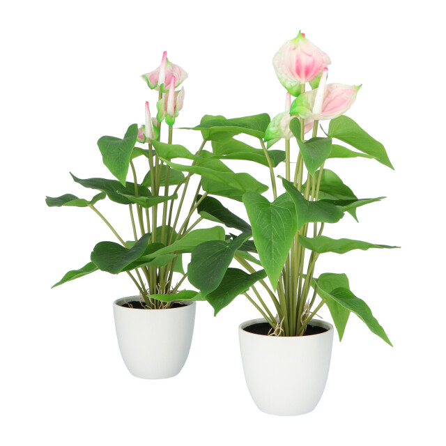 Kopu ® 2 stuks anthurium kunstplant 40 cm flamingoplant 2612788 large