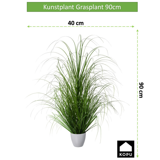 Kopu ® kunstplant zegge grasplant 90 cm in witte sierpot nepplant 2612709 large