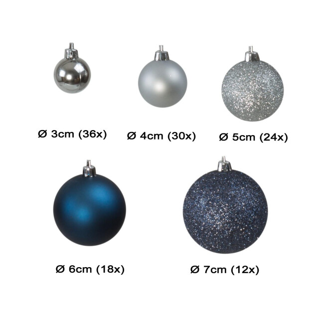 4seasonz ® kunststof kerstballen set 120 ballen plastic /donkerblauw 3047658 large