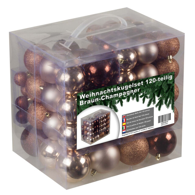4seasonz ® kunststof kerstballen set 120 ballen plastic /bruin 3047660 large