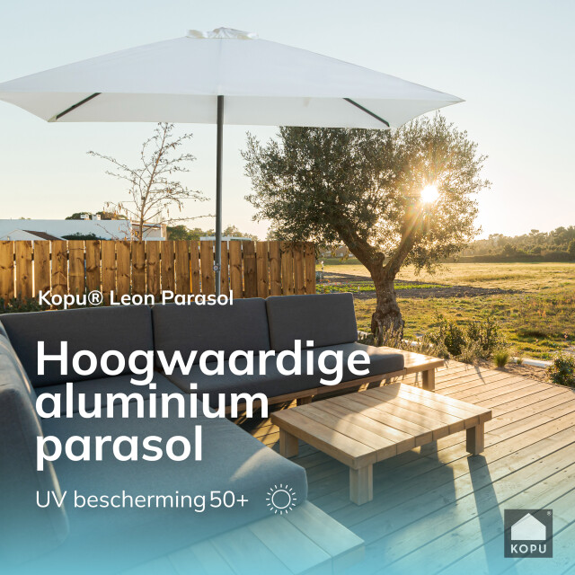 Kopu ® leon parasol rechthoek 150x250 cm met hoes en voet creme 2938260 large