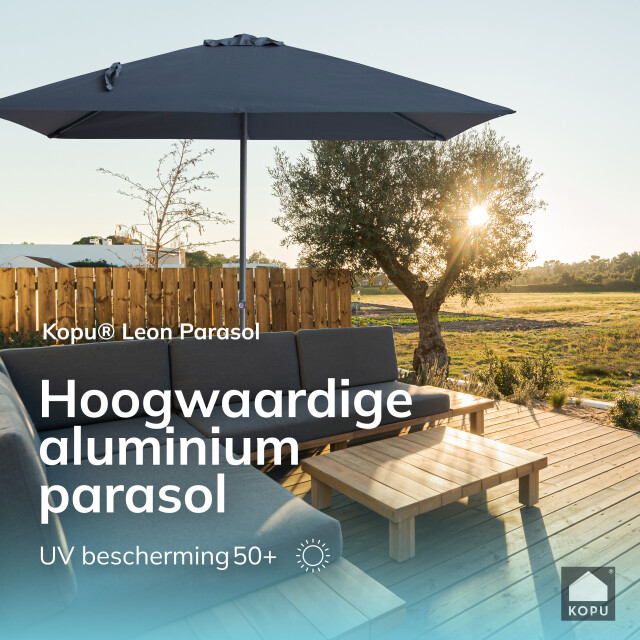 Kopu ® leon parasol rechthoek 150x250 cm balkonparasol met hoes grijs 2933917 large