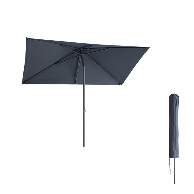 Kopu ® leon parasol rechthoek 150x250 cm balkonparasol met hoes grijs 2933917 large
