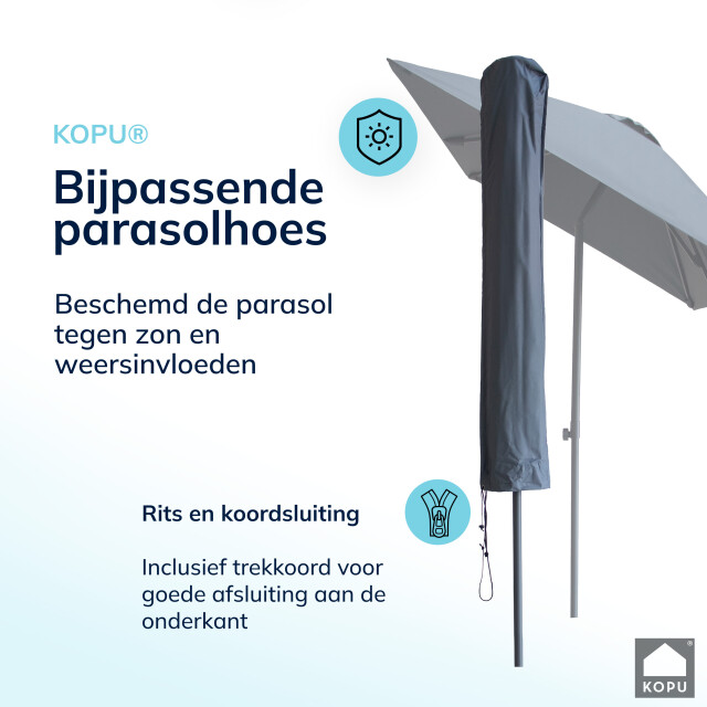 Kopu ® leon parasol rechthoek 150x250 cm balkonparasol met hoes grijs 2933917 large