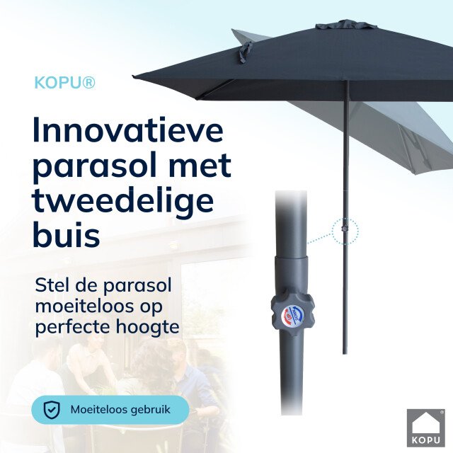 Kopu ® leon parasol rechthoek 150x250 cm balkonparasol met hoes grijs 2933917 large