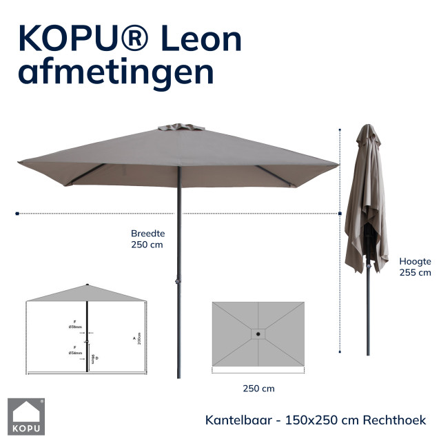 Kopu ® leon parasol rechthoek 150x250cm met hoes balkonparasol 2933918 large