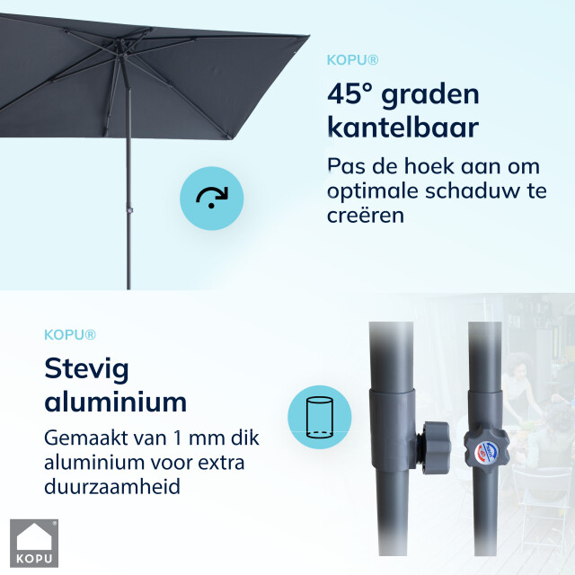 Kopu ® leon parasol rechthoek 150x250 cm balkonparasol met hoes grijs 2933917 large