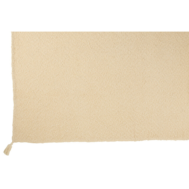 J-Line plaid kwasten katoen crème 180x130x1cm 3065666 large
