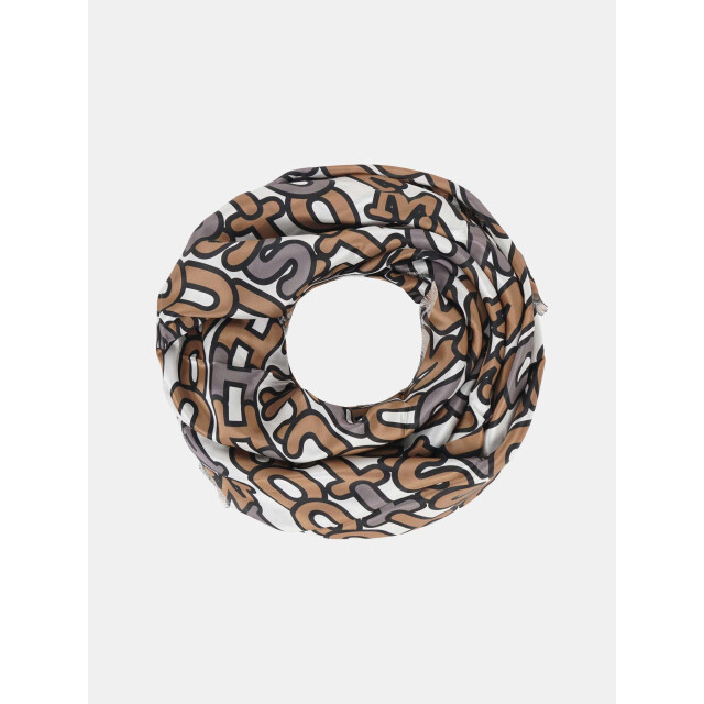Mucho Gusto ® zijden sjaal new york wit en taupe letters MUCHO GUSTO® Zijden Sjaal New York Wit en Taupe Letters large