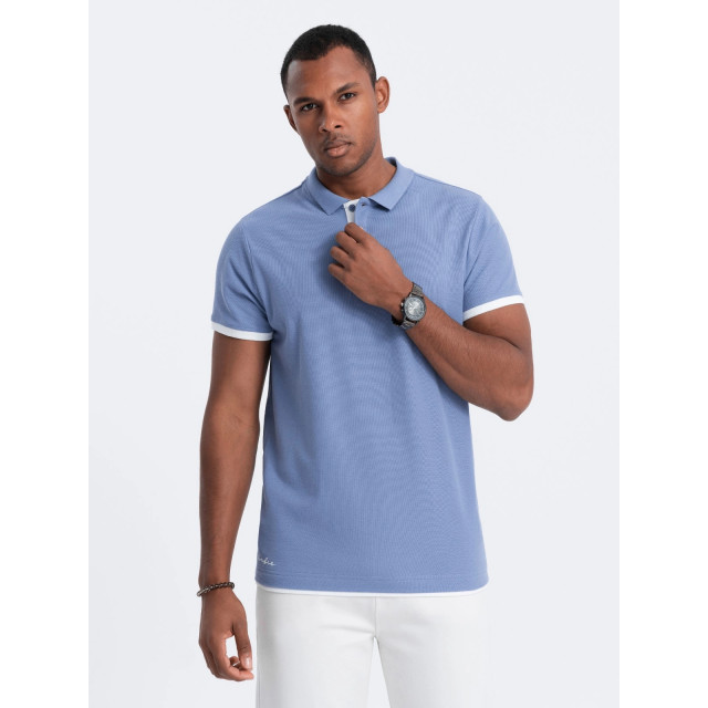 Ombre Poloshirt heren korte mouw denim jalti OM-0113-JALTI large