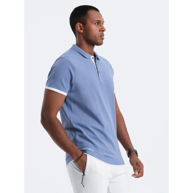 Ombre Poloshirt heren korte mouw denim jalti OM-0113-JALTI large