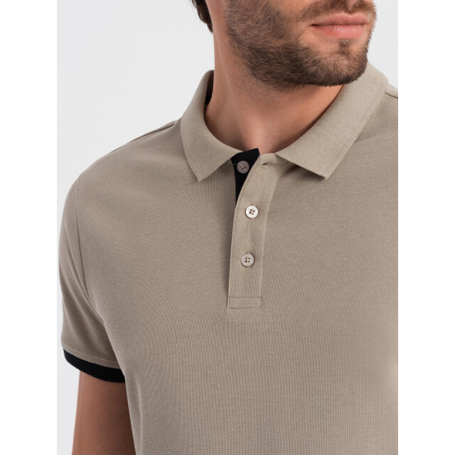 Ombre Poloshirt heren korte mouw kaki karmoy OM-0113-KARMOY large