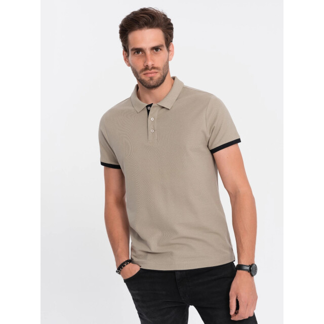 Ombre Poloshirt heren korte mouw kaki karmoy OM-0113-KARMOY large