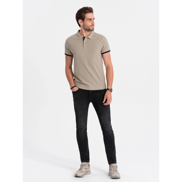 Ombre Poloshirt heren korte mouw kaki karmoy OM-0113-KARMOY large
