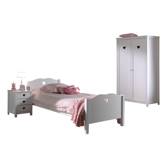 Lucevi amori bed + nachtkastje + 2 deurs kleerkast - 90x200 cm 3012479 large