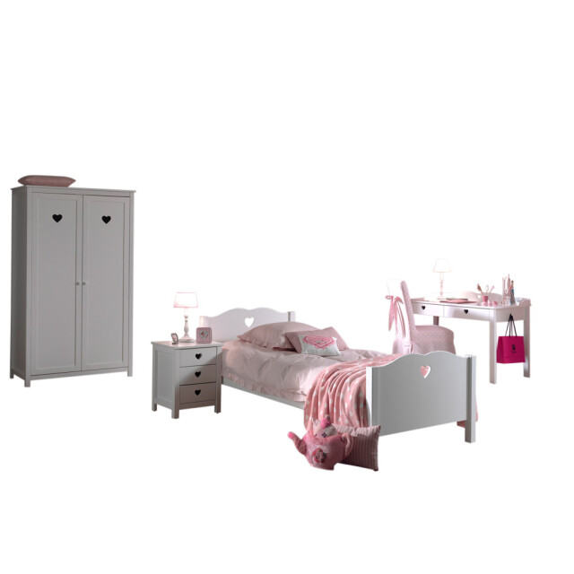 Lucevi amori bed + nachtkastje + 2 deurs kleerkast + bureau - 90x200 cm 3012480 large