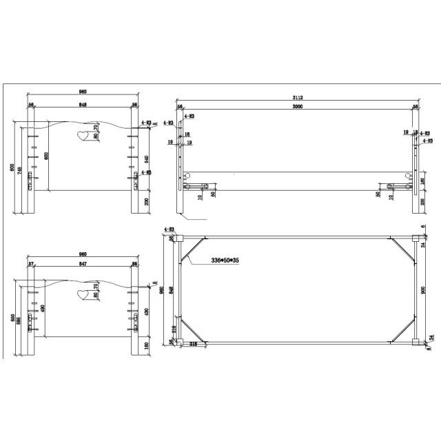 Lucevi amori bed + nachtkastje + 3 deurs kleerkast - 90x200 cm 3012484 large