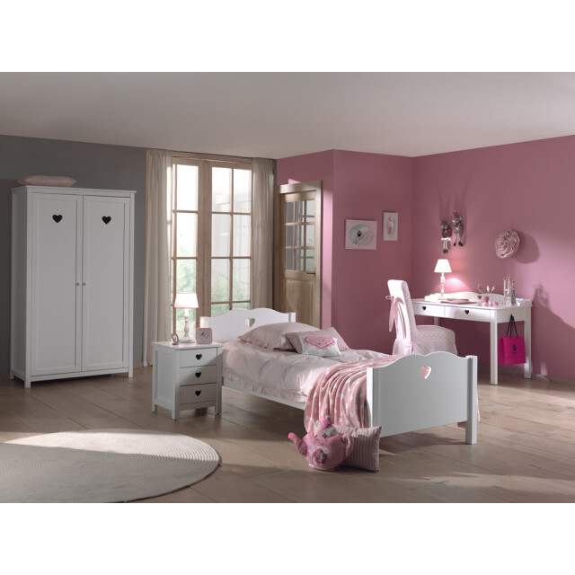 Lucevi amori bed + nachtkastje + 2 deurs kleerkast + bureau - 90x200 cm 3012480 large